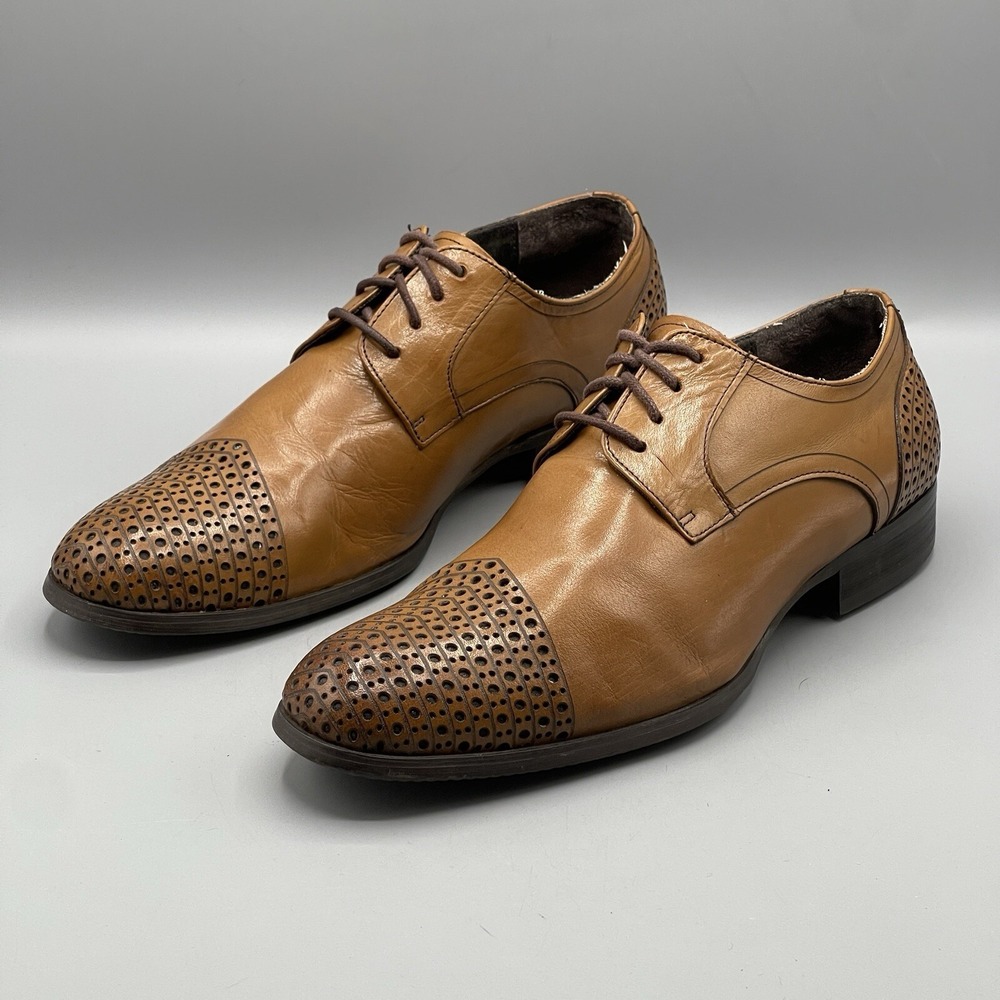 Stacy Adams Men's‎ 7 Shoes Brown Leather Derby Laser Cut 24911